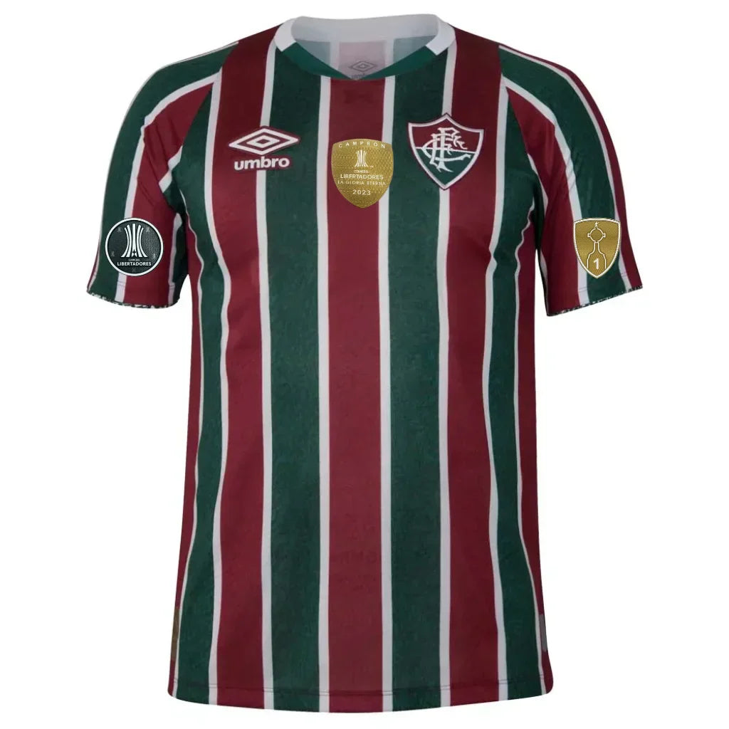 Camisa Masculina Fluminense I 2023/24 - Torcedor + Patchs Campeão Libertadores